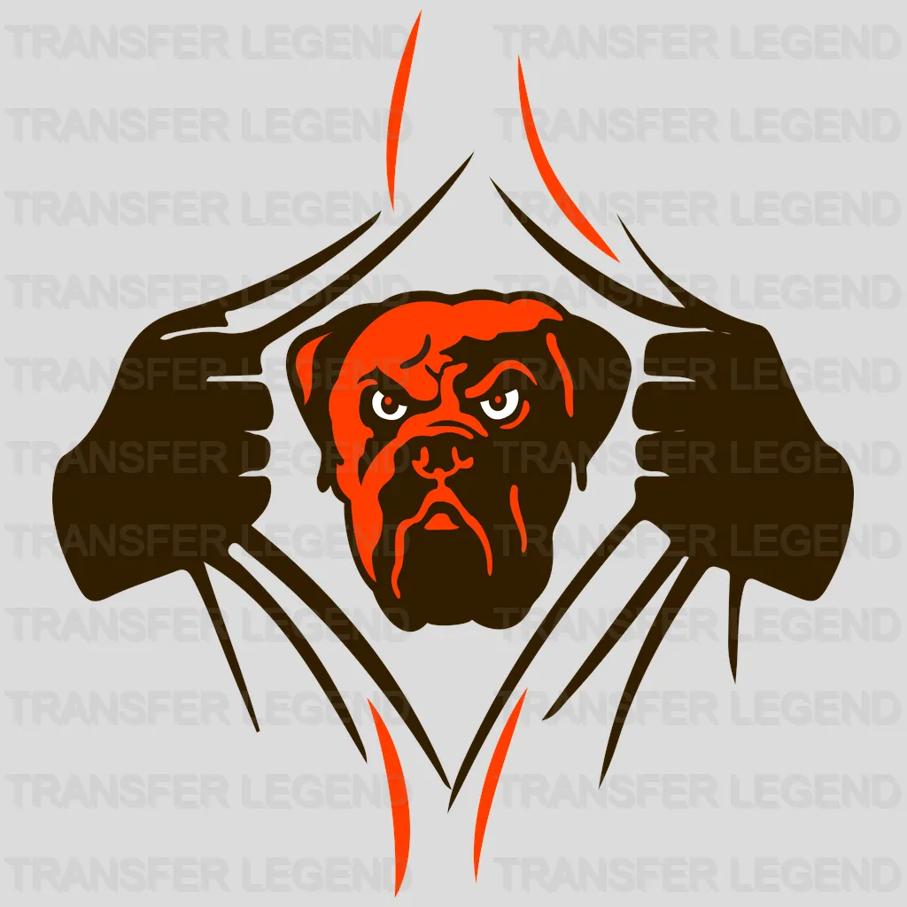 Cleveland Browns Ripped Cloak Bulldog Emblem NFL Design - DTF Heat Transfer