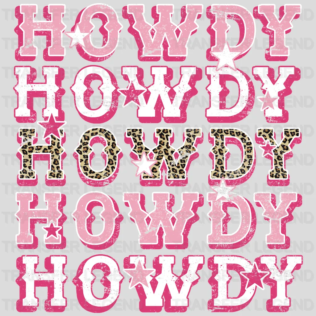 Howdy Distressed Leopard Country Design - DTF heat transfer - transferlegend