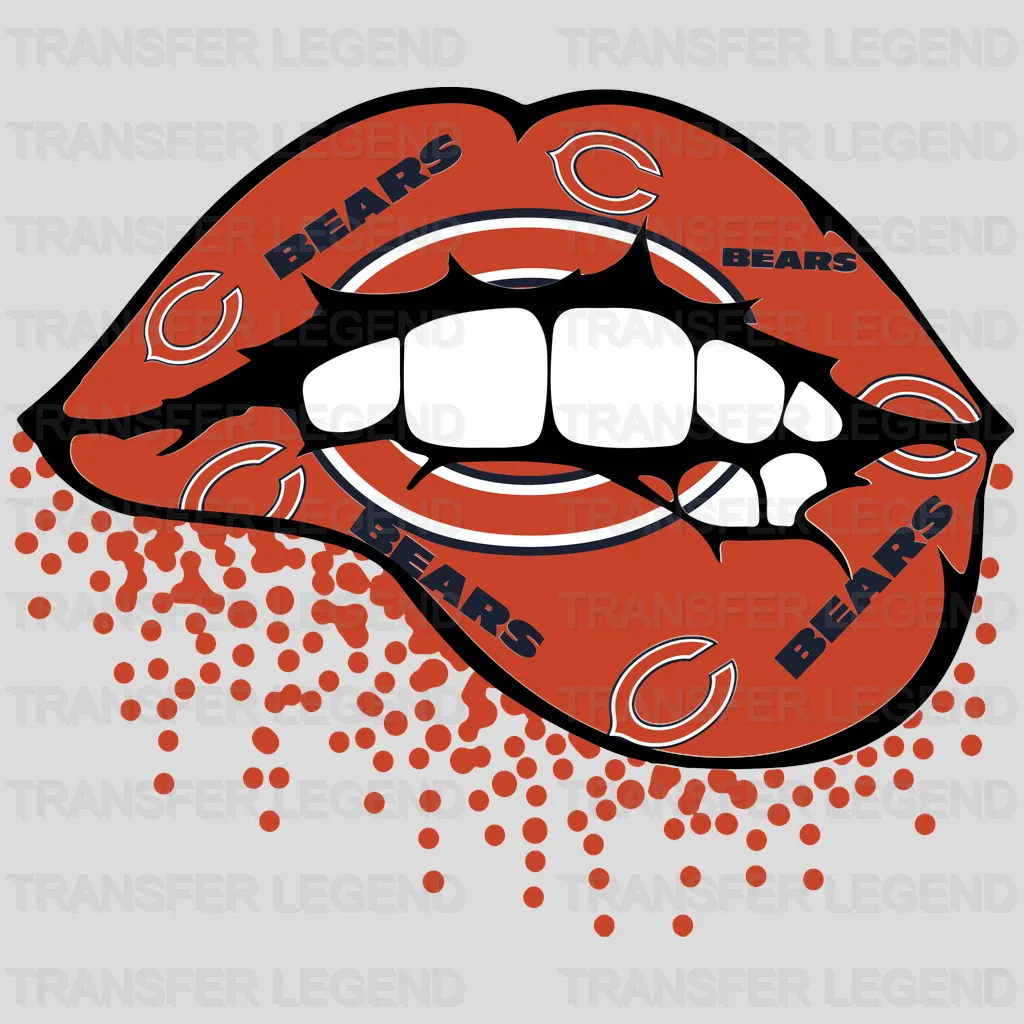 Chicago Bears Lip‑Bite Graphic NFL Design - DTF Heat Transfer