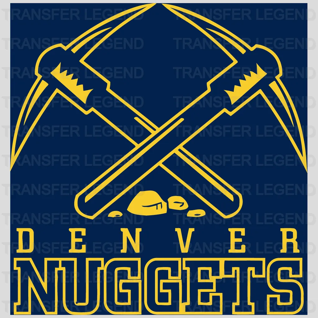 Denver Nuggets Crossed Pickaxes Banner Logo NBA Design - DTF Heat Transfer