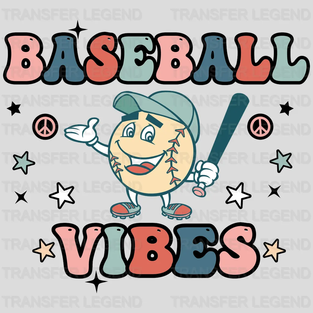 Baseball Vibes Peace DTF Transfer - transferlegend