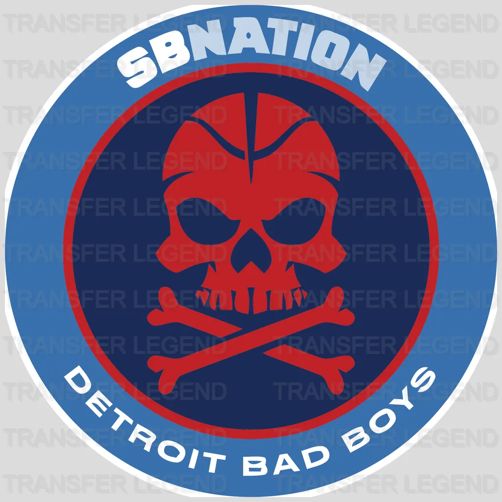 Detroit Bad Boys Skull & Crossbones Roundel NBA Design - DTF Heat Transfer