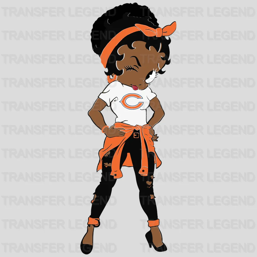 Chicago Bears Pin‑up Girl Standing Illustration NFL Design - DTF Heat Transfer