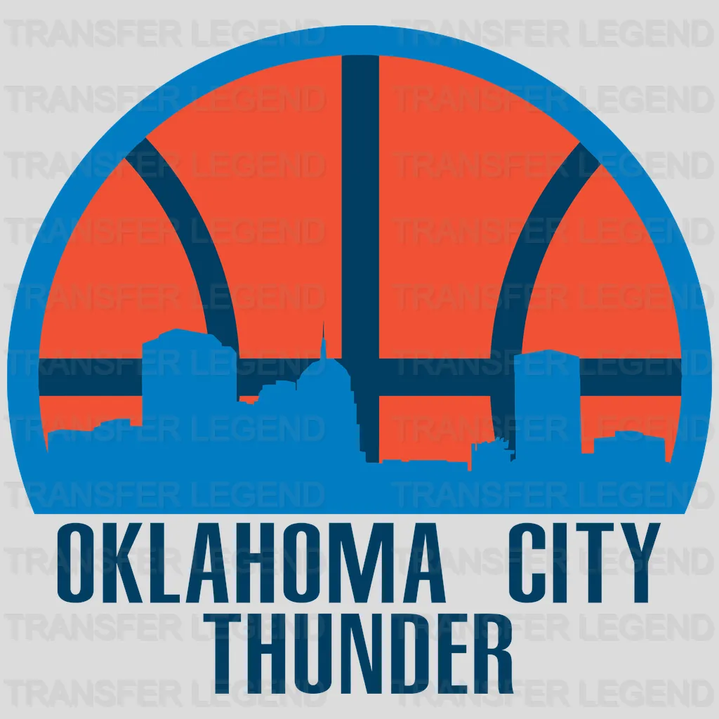Oklahoma City Thunder City Skyline Basketball Emblem NBA Design - DTF Heat Transfer