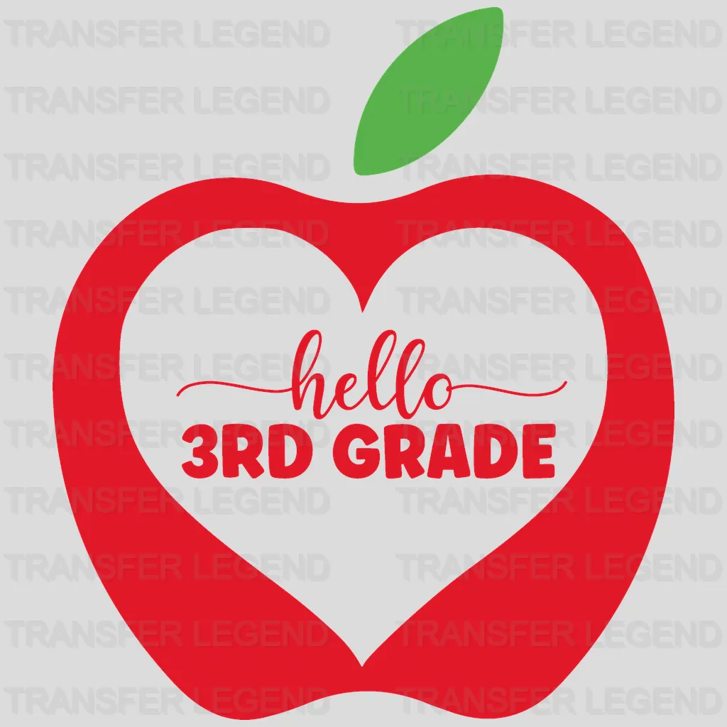 Apple Hello 3rd Grade - Back To School DTF Transfer - transferlegend