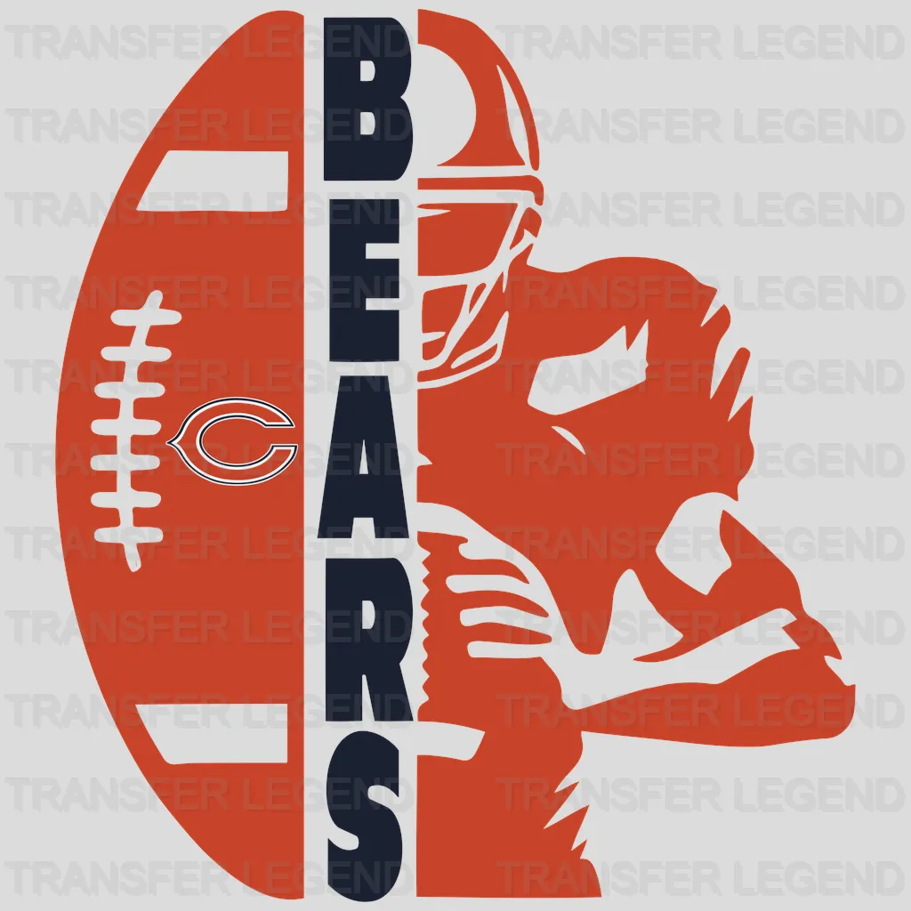 Chicago Bears Ripped Chest Bulldog Emblem NFL Design - DTF Heat Transfer