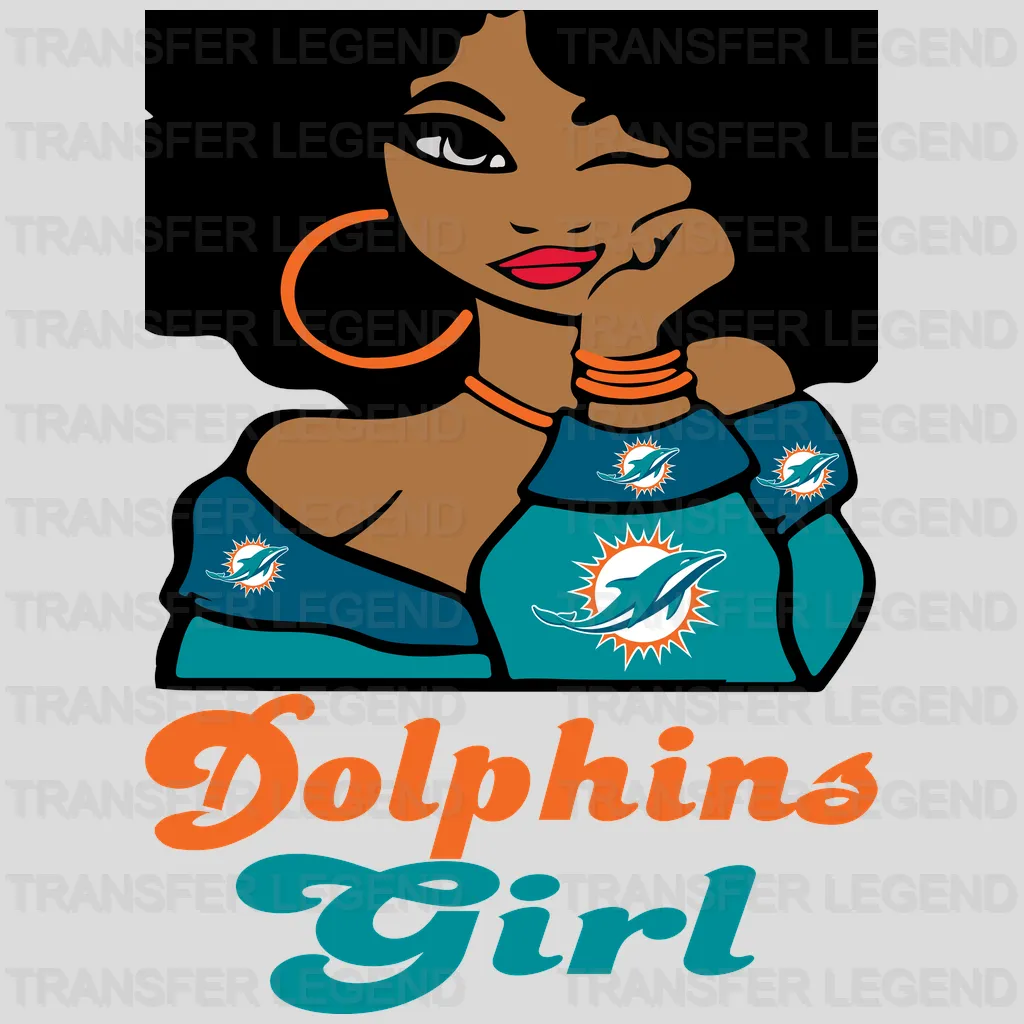 Miami Dolphins Pin-up Girl Illustration NFL Design - DTF Heat Transfer