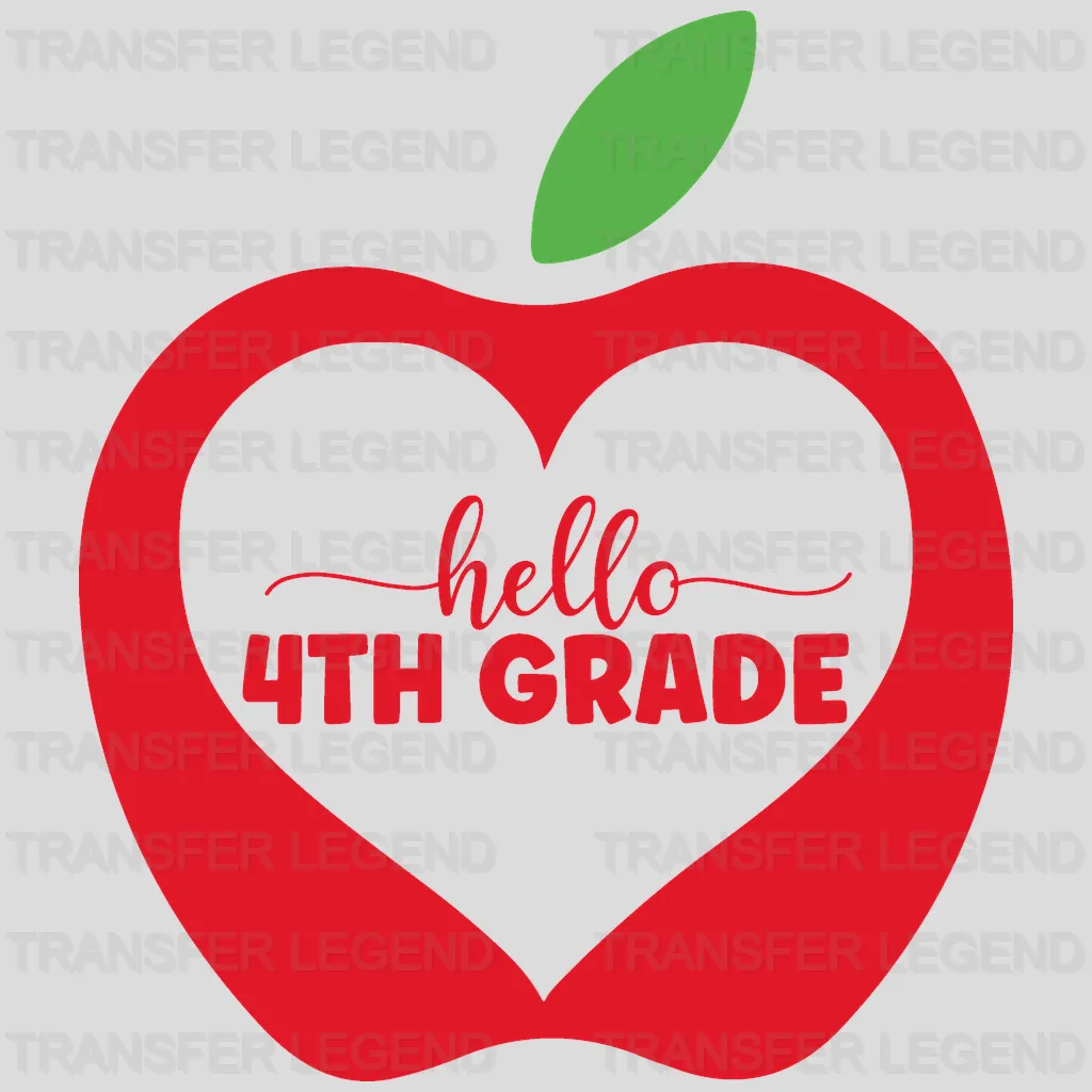 Apple Hello 4th Grade - Back To School DTF Transfer - transferlegend