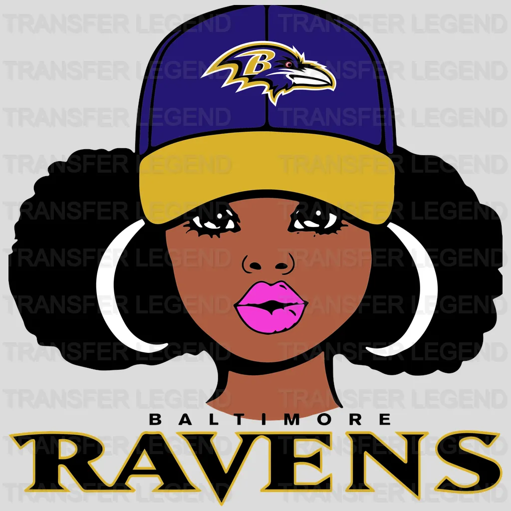 Baltimore Ravens Queen Character Illustration NFL Design - DTF Heat Transfer