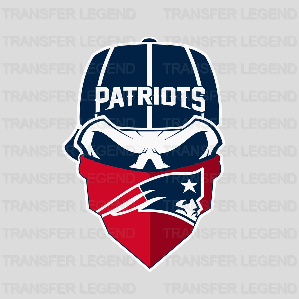 New England Patriots skull-faced helmet masked design, NFL design - DTF Heat Transfer