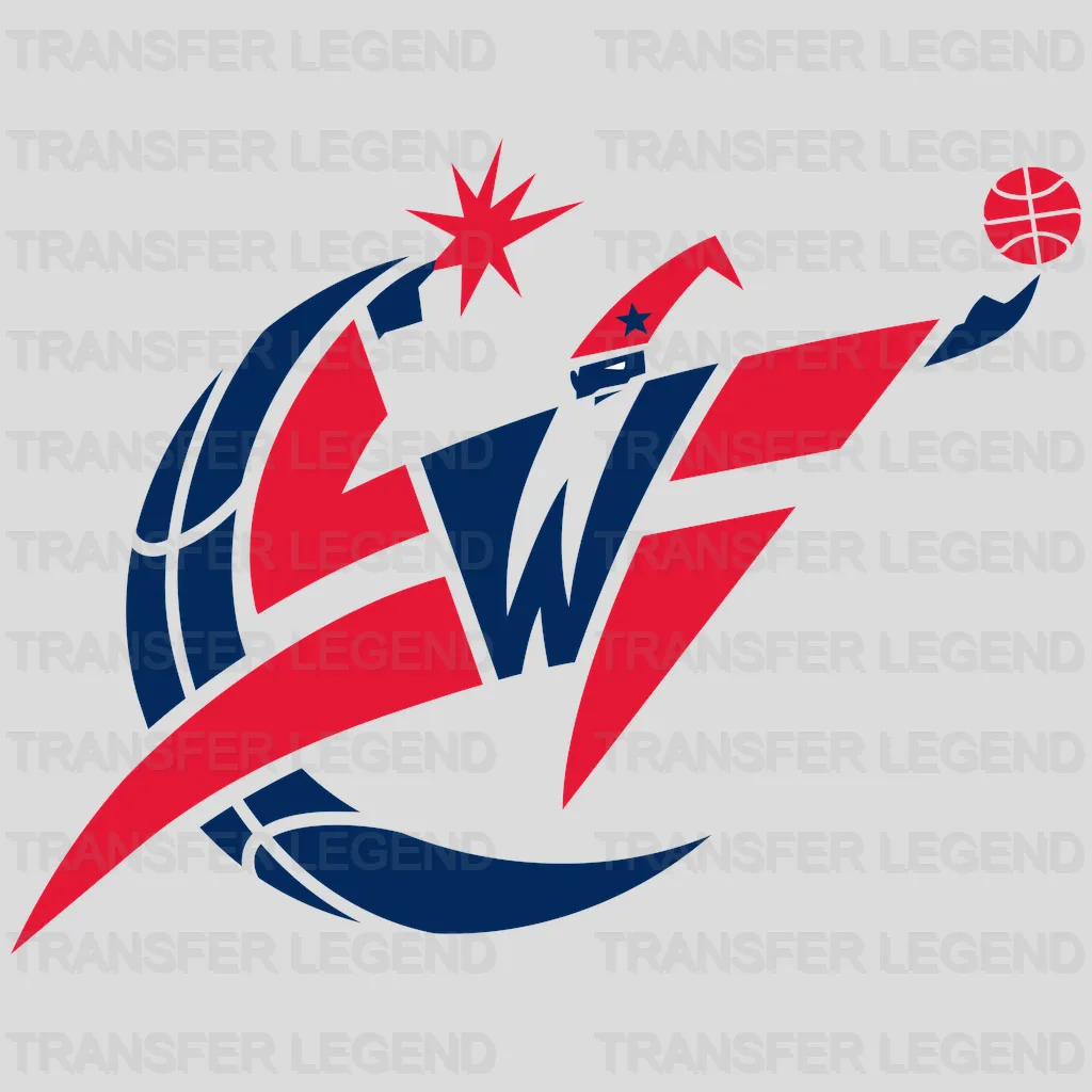 Washington Wizards Leaping Wizard Shooting Star Logo NBA Design - DTF Heat Transfer