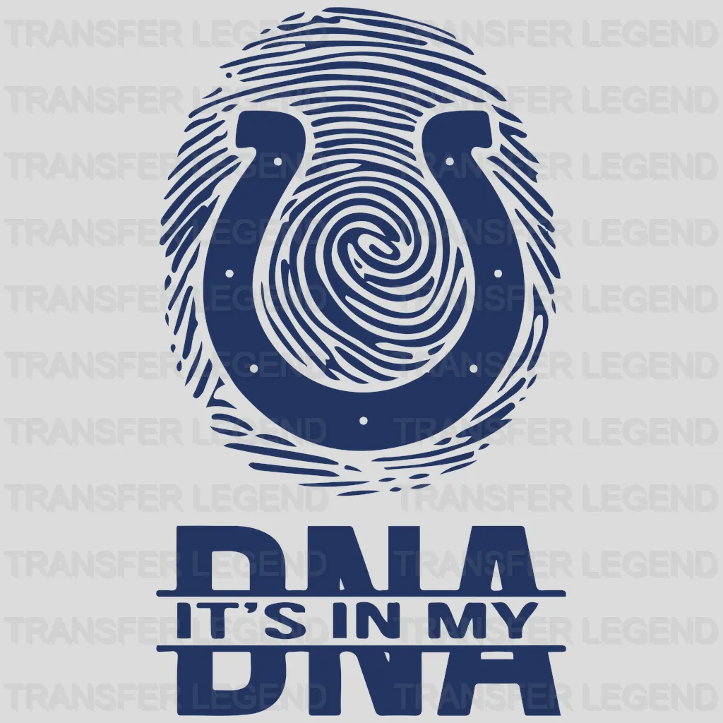Indianapolis Colts “DNA in My DNA” Horseshoe Emblem NFL Design - DTF Heat Transfer