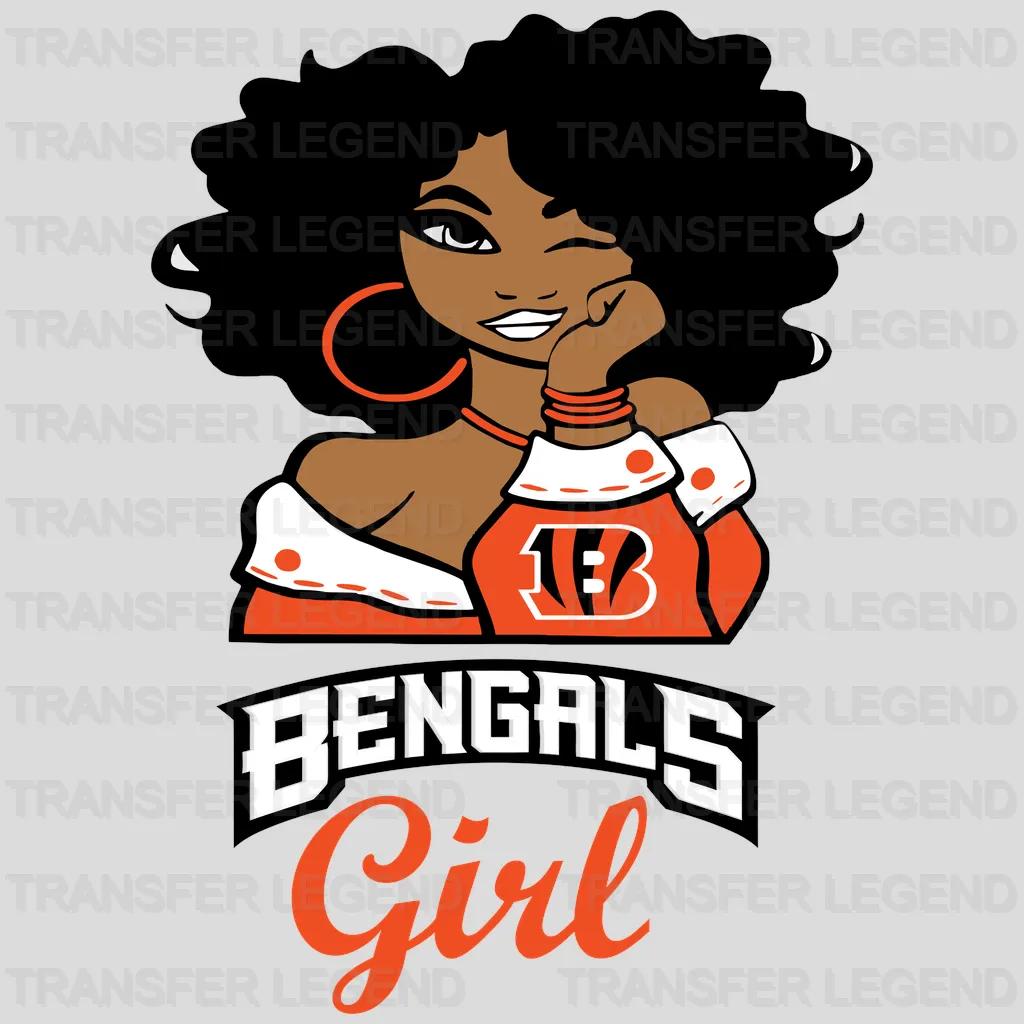 Cincinnati Bengals Girl Illustration NFL Design - DTF Heat Transfer