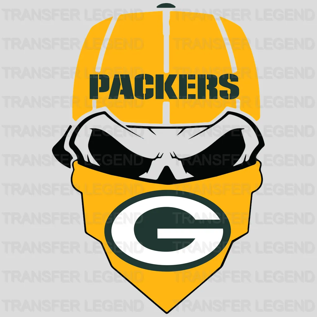 Green Bay Packers stacked Packers helmet front views, NFL design - DTF Heat Transfer
