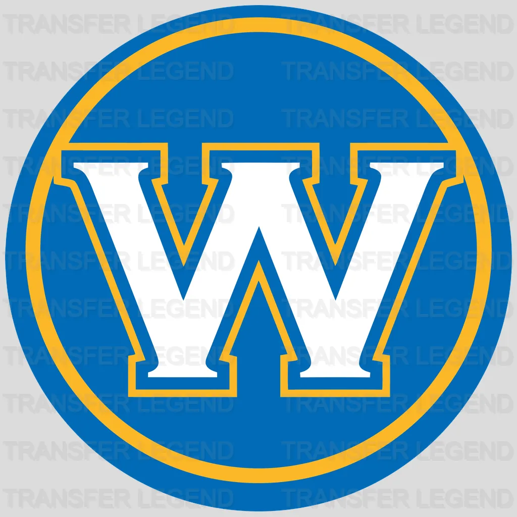 Golden State Warriors Block “W” Monogram Roundel NBA Design - DTF Heat Transfer