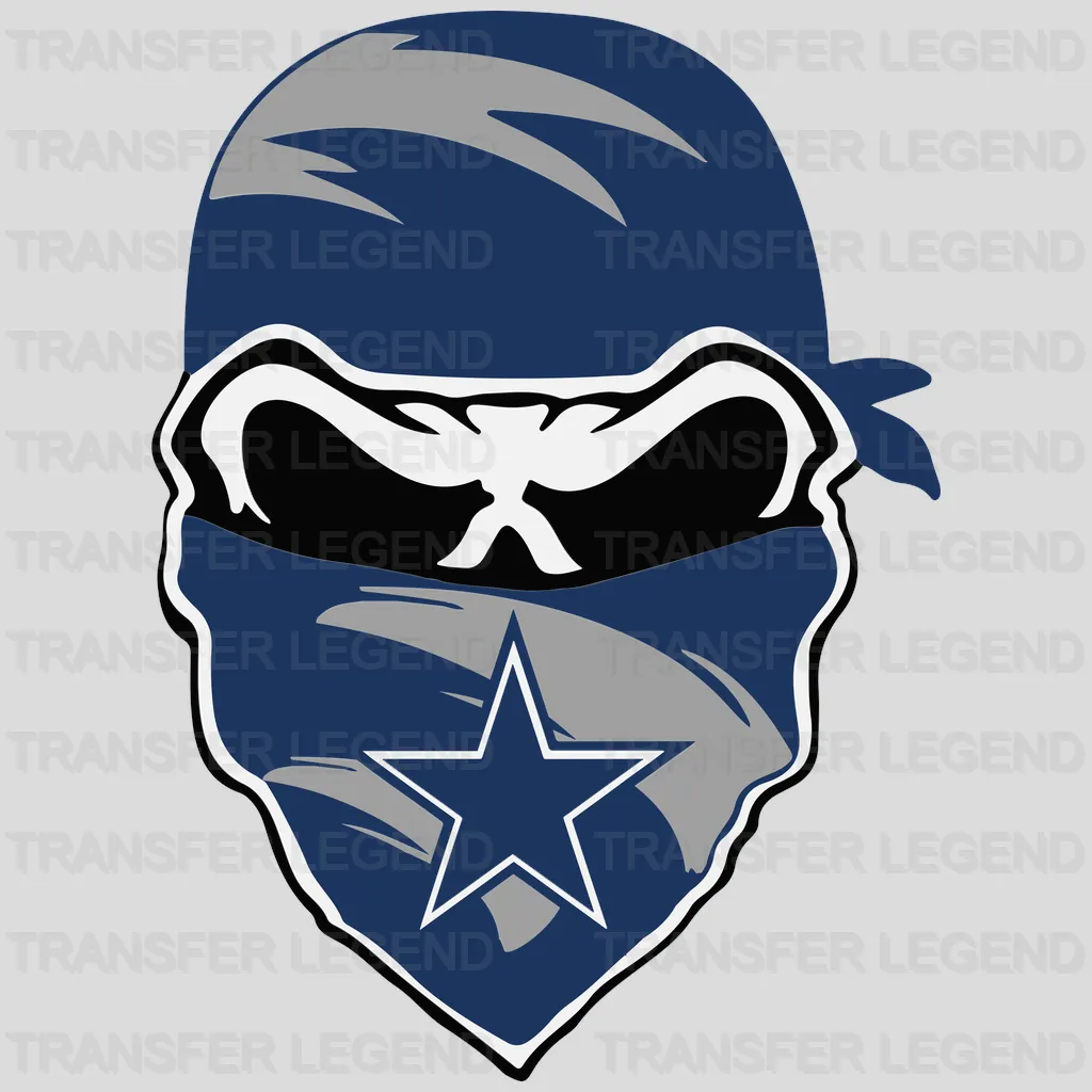 Dallas Cowboys Bandit Mask Emblem NFL Design - DTF Heat Transfer