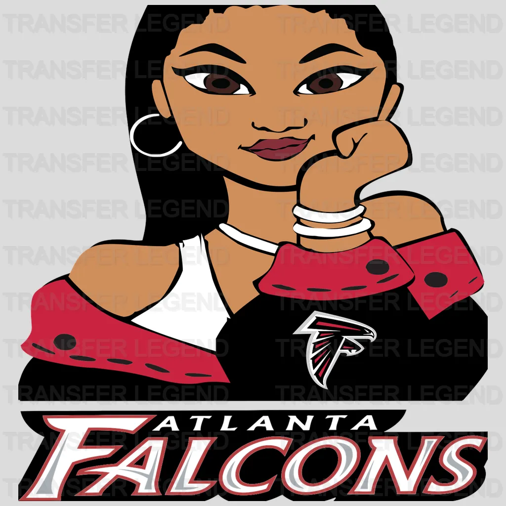 Atlanta Falcons Girl Illustration NFL Design - DTF Heat Transfer