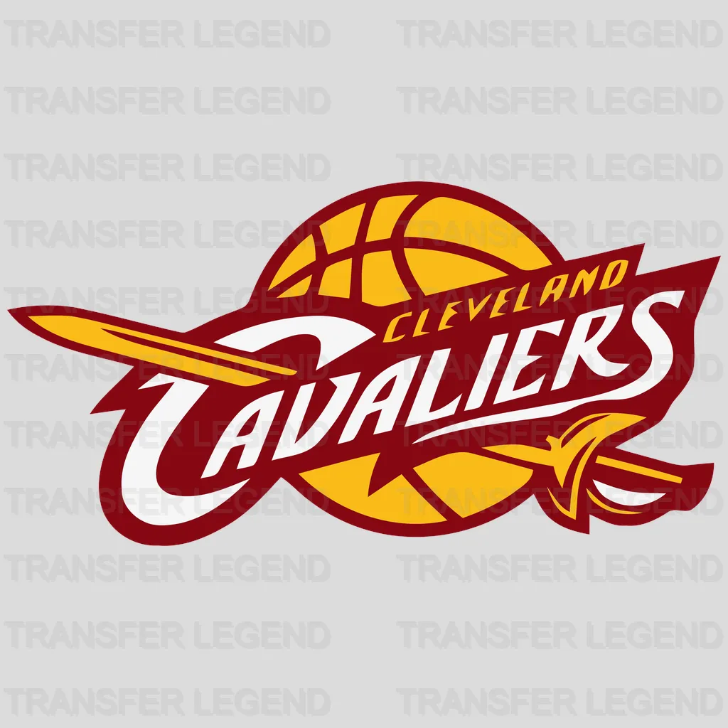 Cleveland Cavaliers Wordmark with Basketball Swoosh NBA Design - DTF Heat Transfer