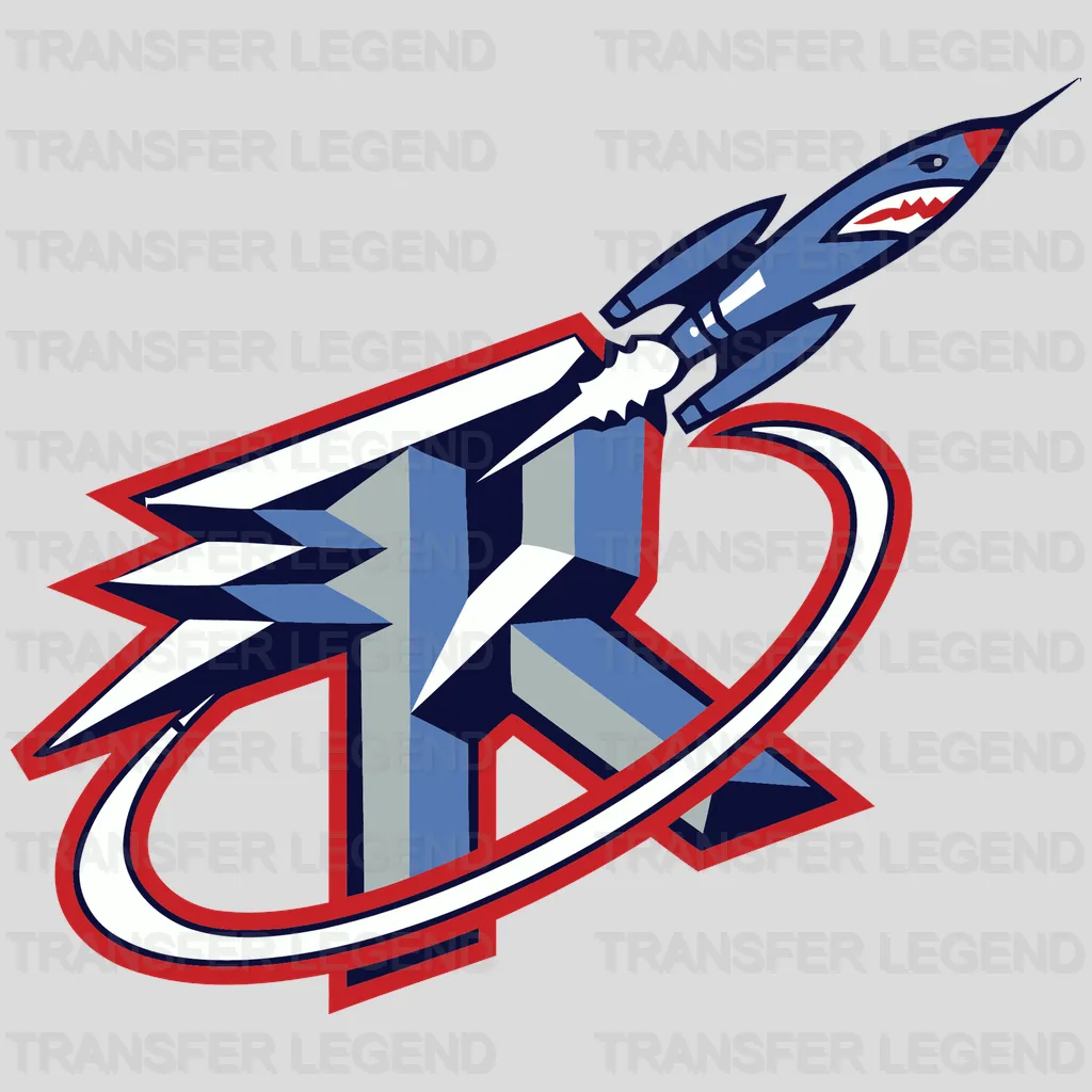 Houston Rockets Futuristic Rocket Emblem with Swoosh NBA Design - DTF Heat Transfer