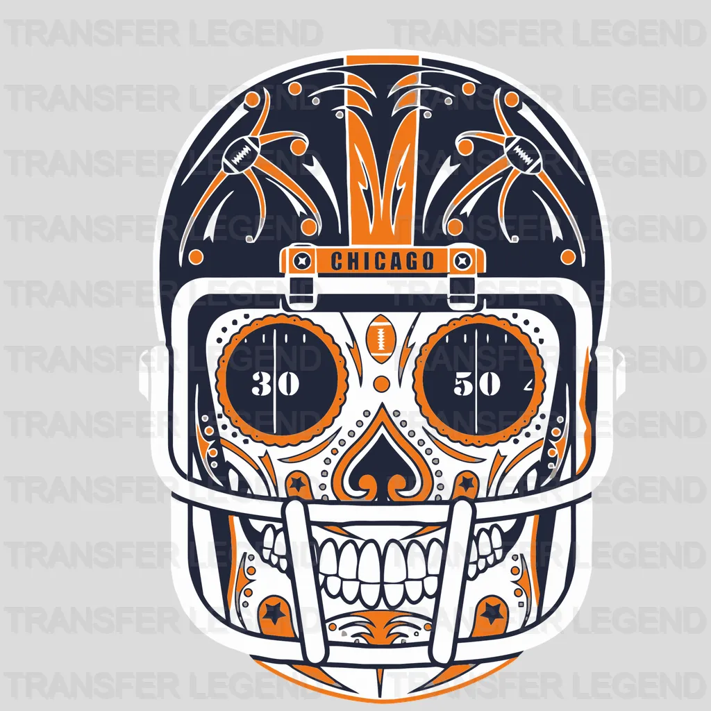 Chicago Bears Sugar‑Skull Helmet Emblem NFL Design - DTF Heat Transfer
