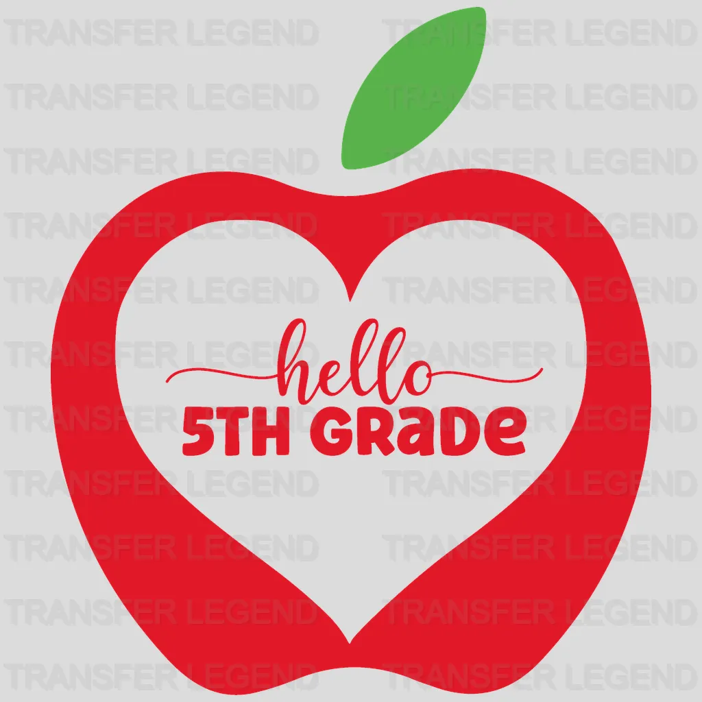 Apple Hello 5th Grade - Back To School DTF Transfer - transferlegend