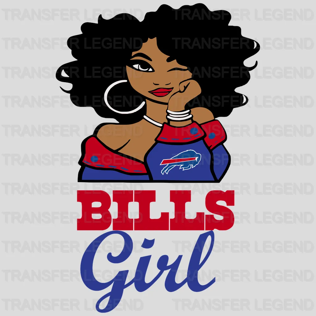 Buffalo Bills Pin‑up Girl Sitting Illustration NFL Design - DTF Heat Transfer