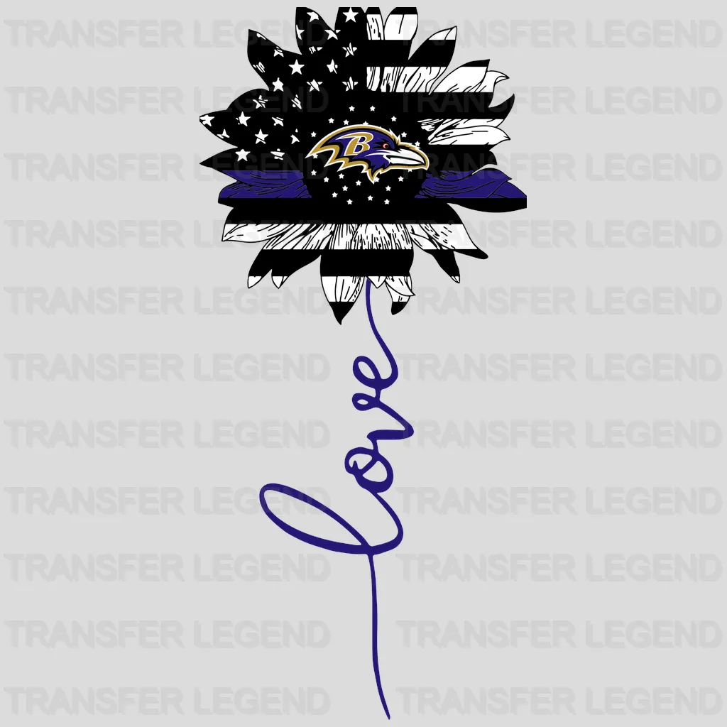 Baltimore Ravens Curved Heart Arrow Logo NFL Design - DTF Heat Transfer