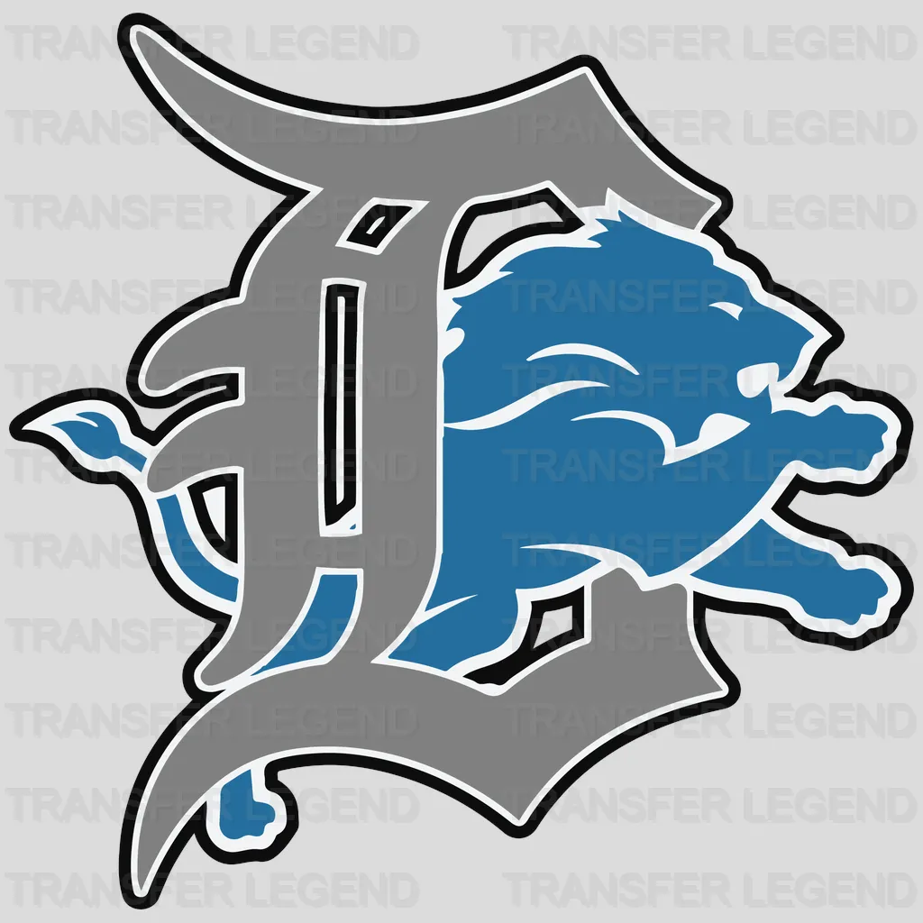 Detroit Lions Script “D” City Badge NFL Design - DTF Heat Transfer