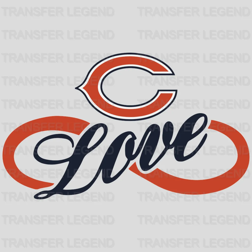 Chicago Bears Love Script Swirl NFL Design - DTF Heat Transfer