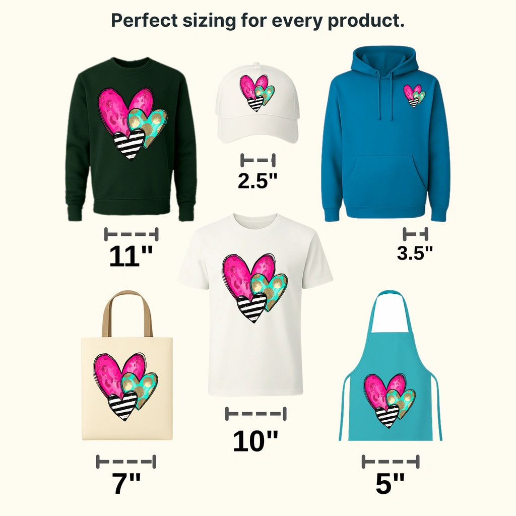 Triplet Hearts Valentine's Day Design - DTF heat transfer - transferlegend