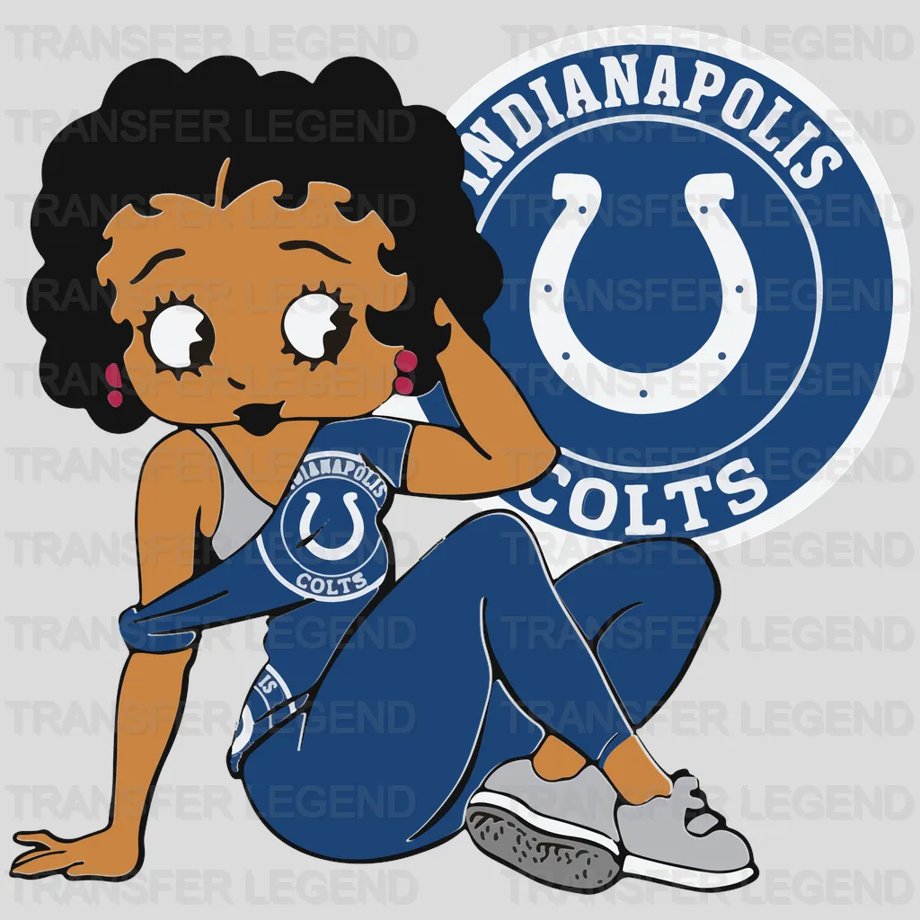 Indianapolis Colts Fan Duo Cartoon NFL Design - DTF Heat Transfer