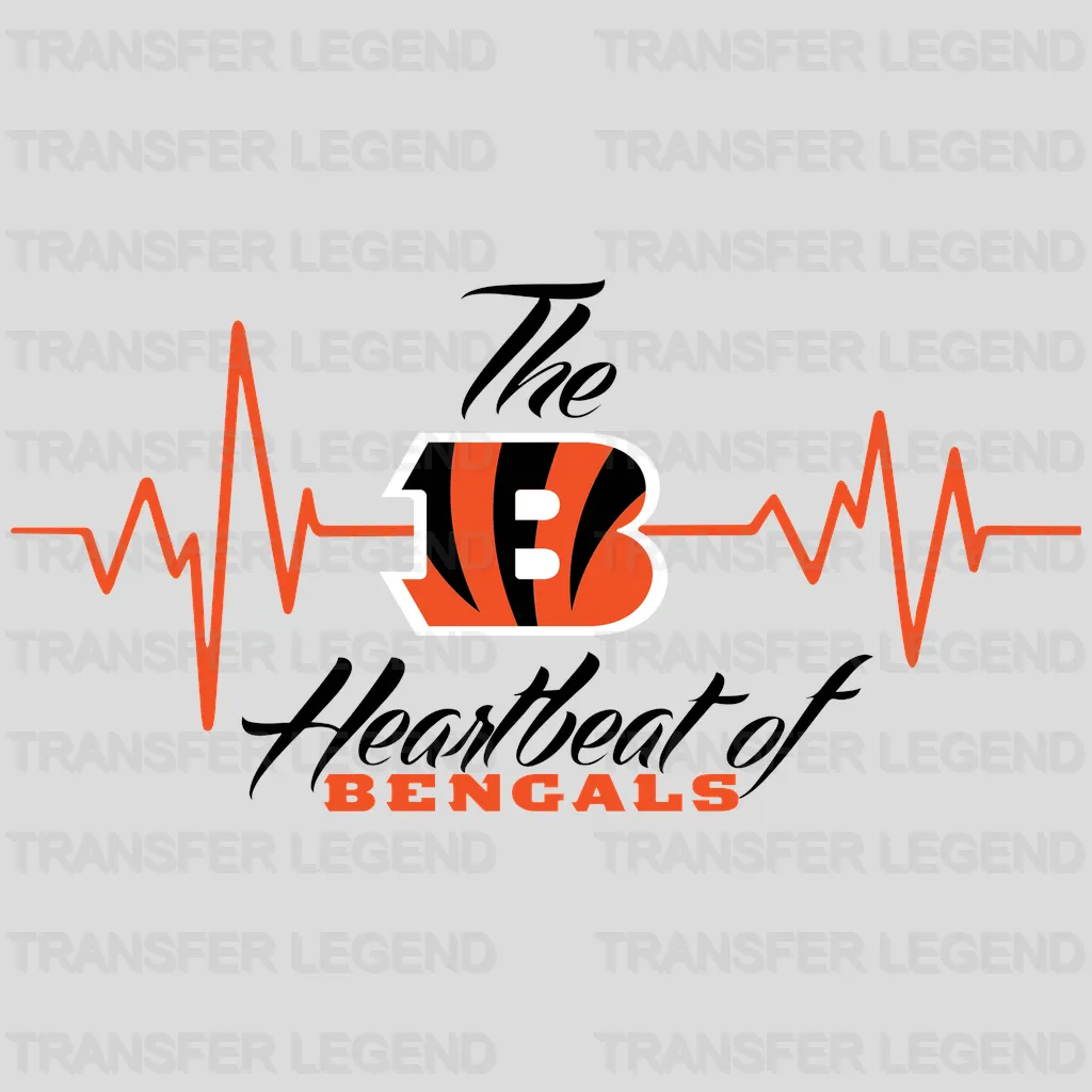 Cincinnati Bengals Heartbeat Line Emblem NFL Design - DTF Heat Transfer