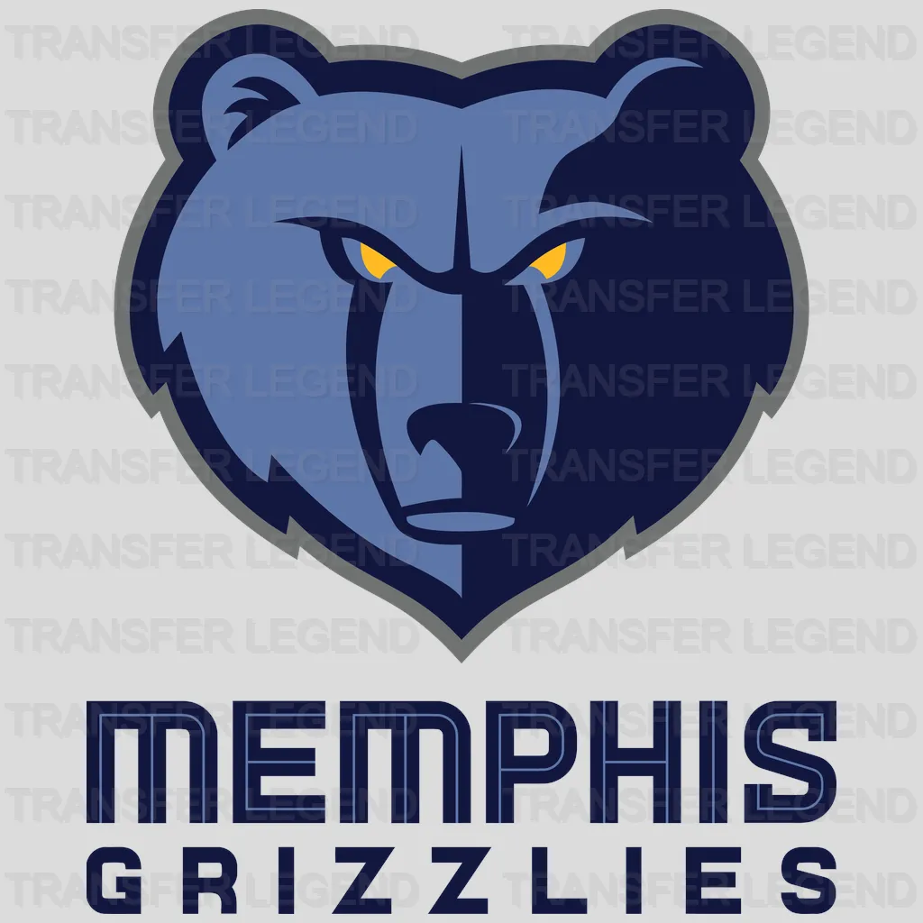 Memphis Grizzlies Bear Head with Stacked Wordmark NBA Design - DTF Heat Transfer