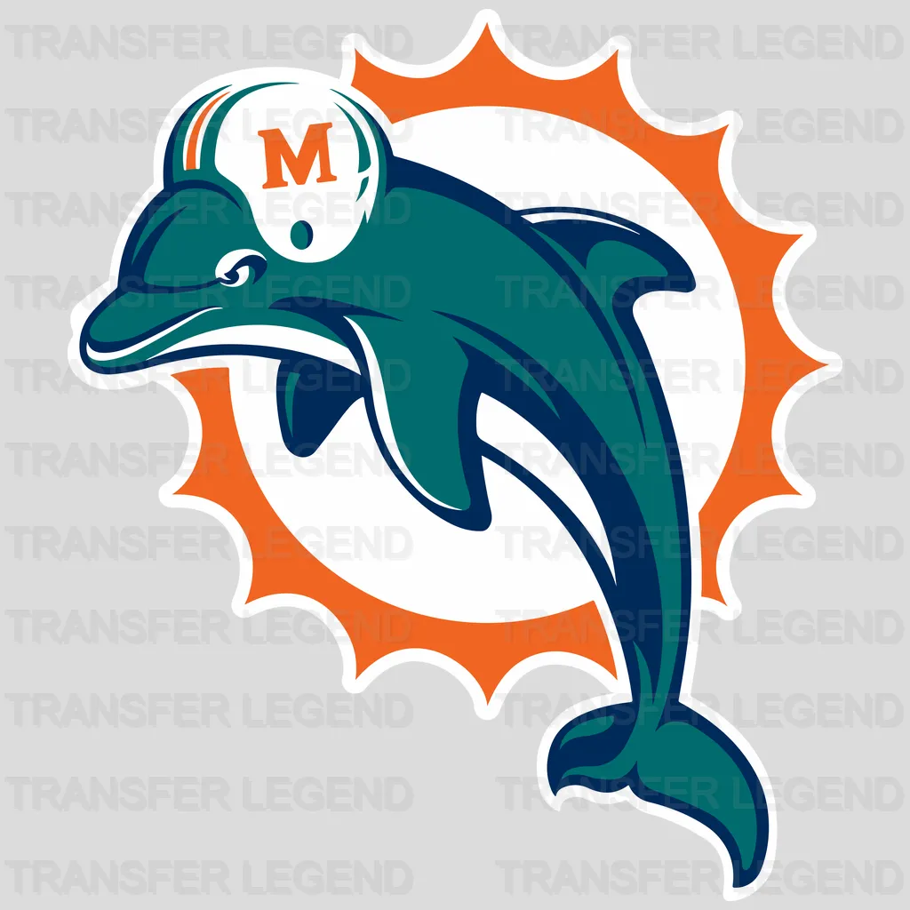 Miami Dolphins Mascot Jumping Emblem NFL Design - DTF Heat Transfer