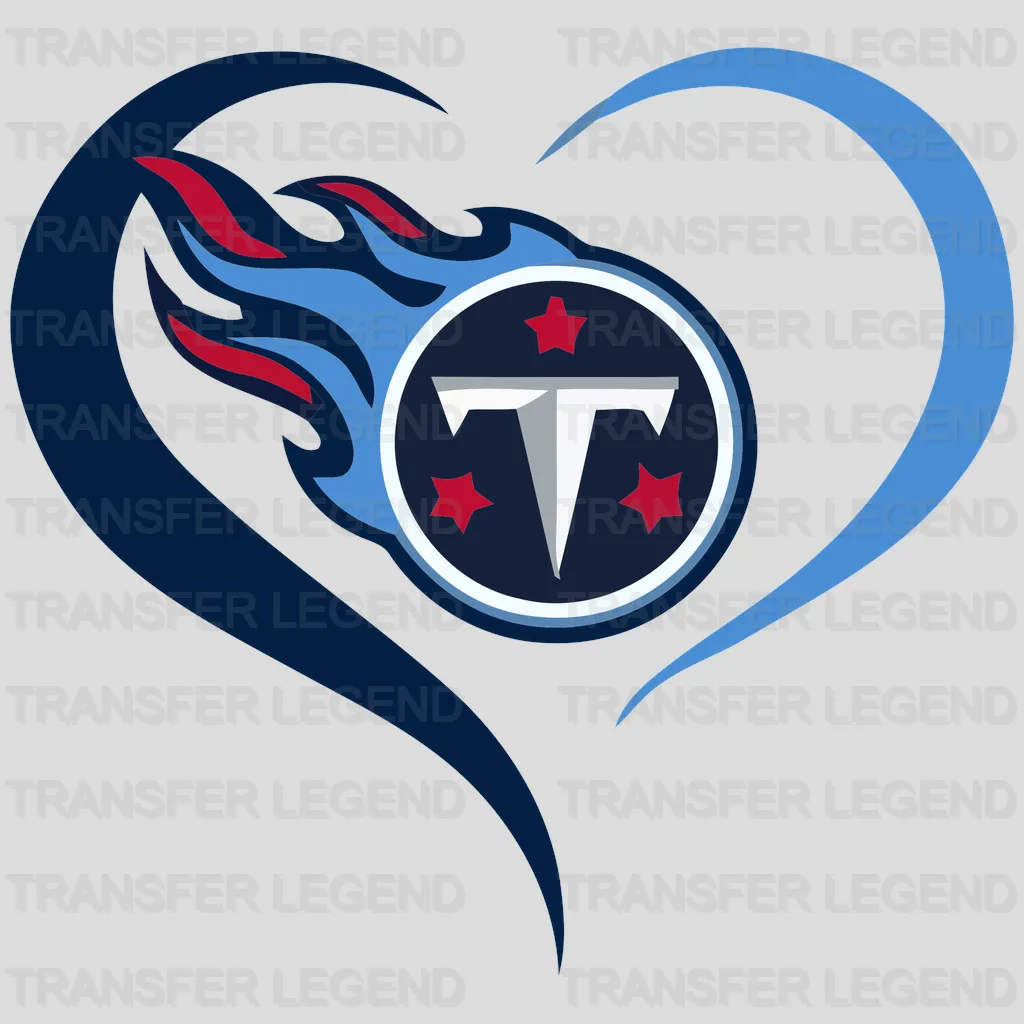 Tennessee Titans Heart Swirl Fireball Emblem NFL Design - DTF Heat Transfer