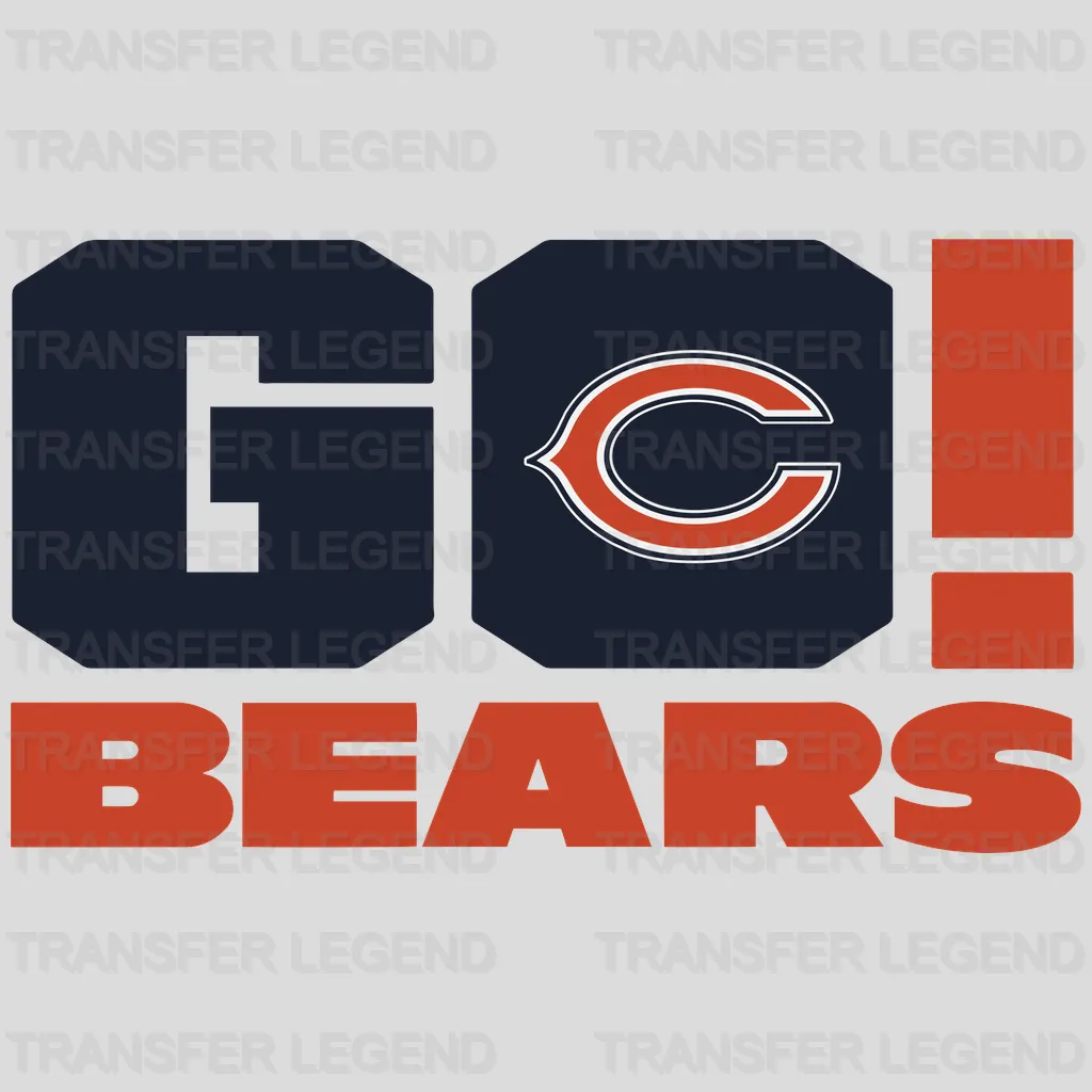 Chicago Bears Go Bears Wordmark & Exclamation NFL Design - DTF Heat Transfer