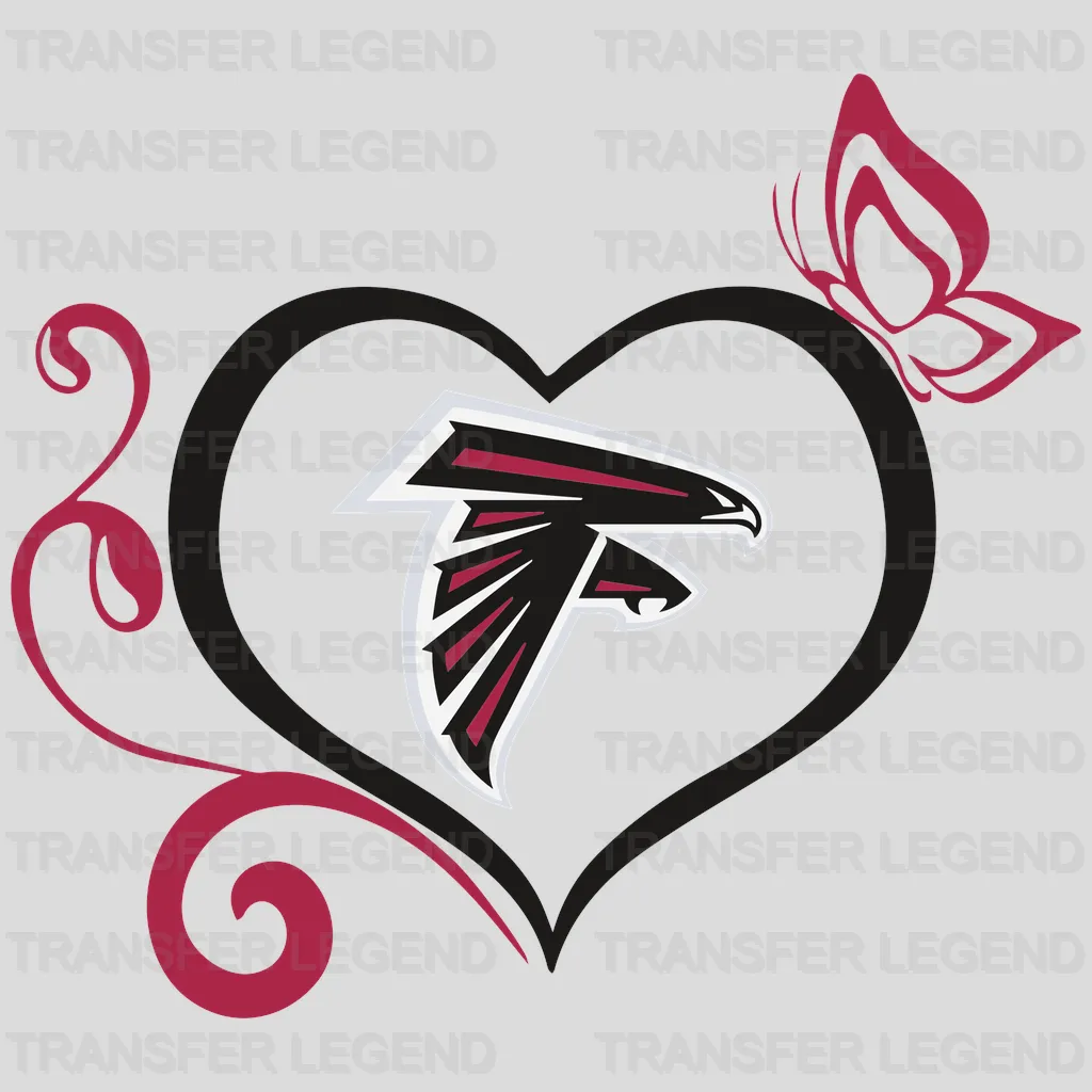 Atlanta Falcons Ornamental Heart Arrow Graphic NFL Design - DTF Heat Transfer