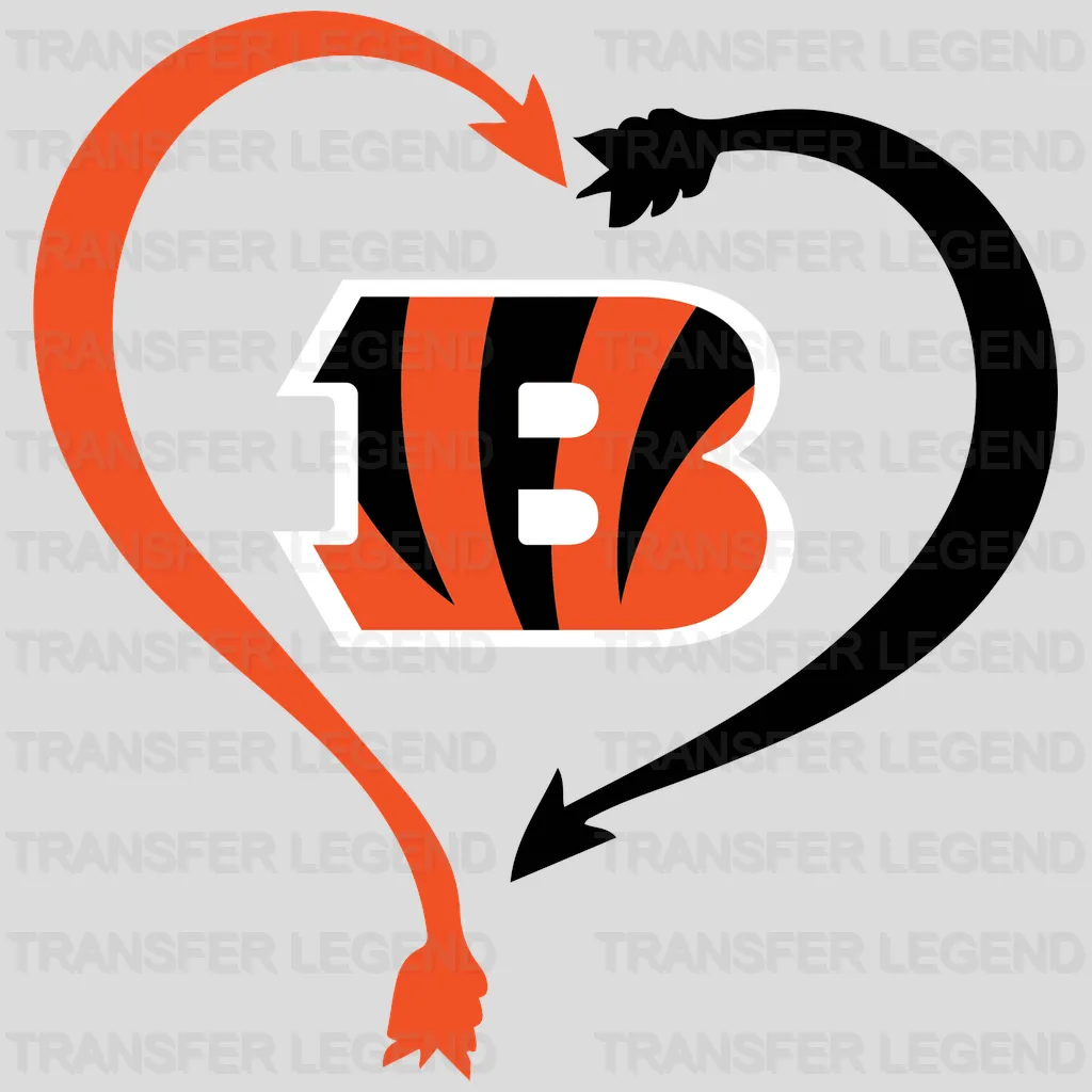 Cincinnati Bengals Heart Swirl Logo NFL Design - DTF Heat Transfer