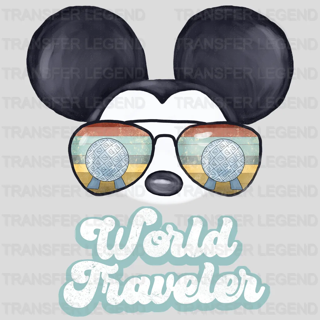 World Traveler Mouse And Mi Aviator Sunglasses Design - DTF heat transfer - transferlegend
