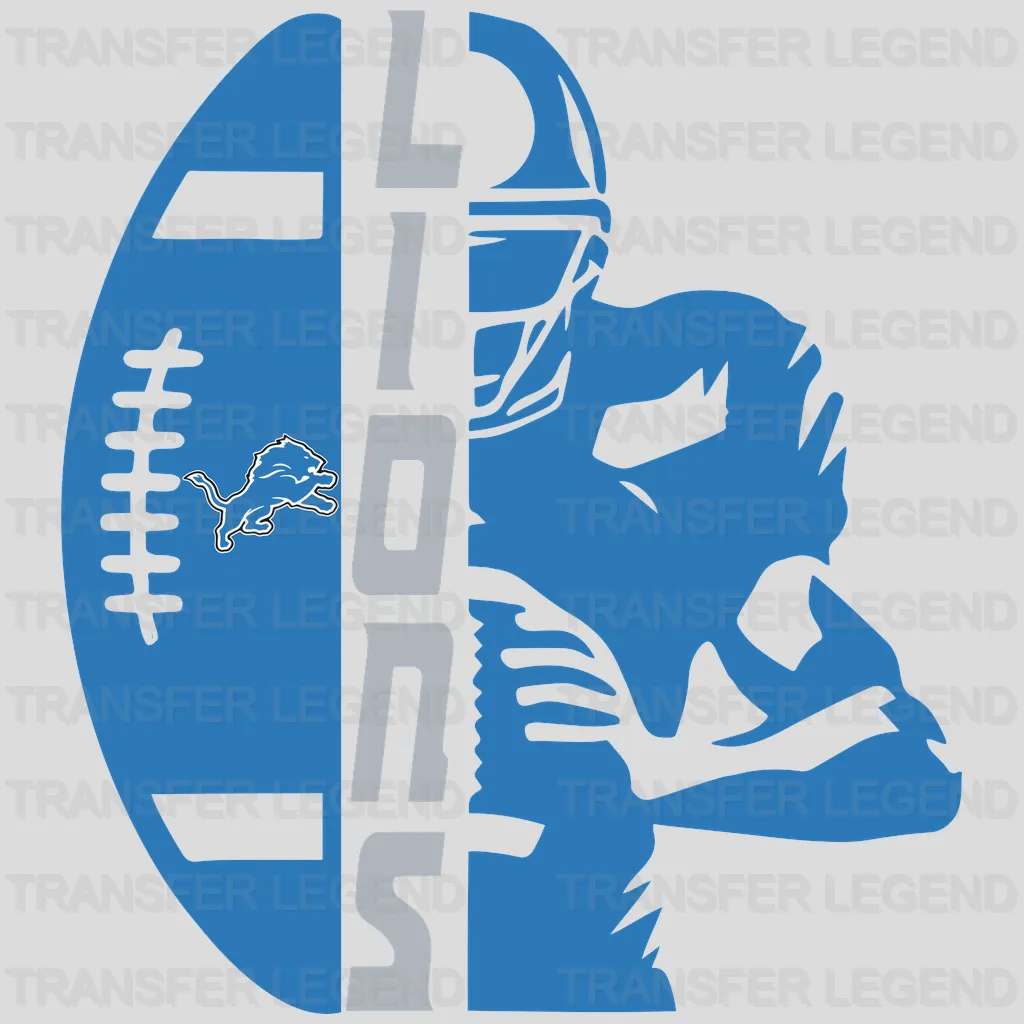 Detroit Lions Side Profile Player Cutout Logo NFL Design - DTF Heat Transfer