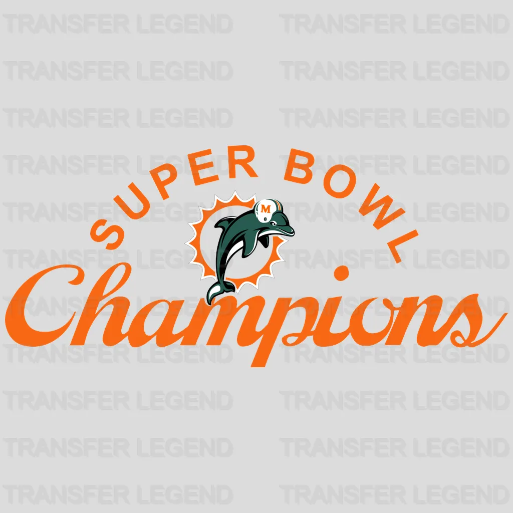 Miami Dolphins Super Bowl Champions Wordmark NFL Design - DTF Heat Transfer