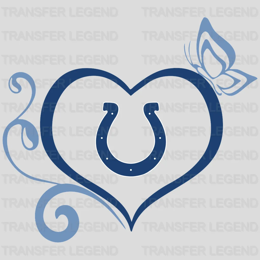 Indianapolis Colts Floral Heart & Horseshoe Emblem NFL Design - DTF Heat Transfer