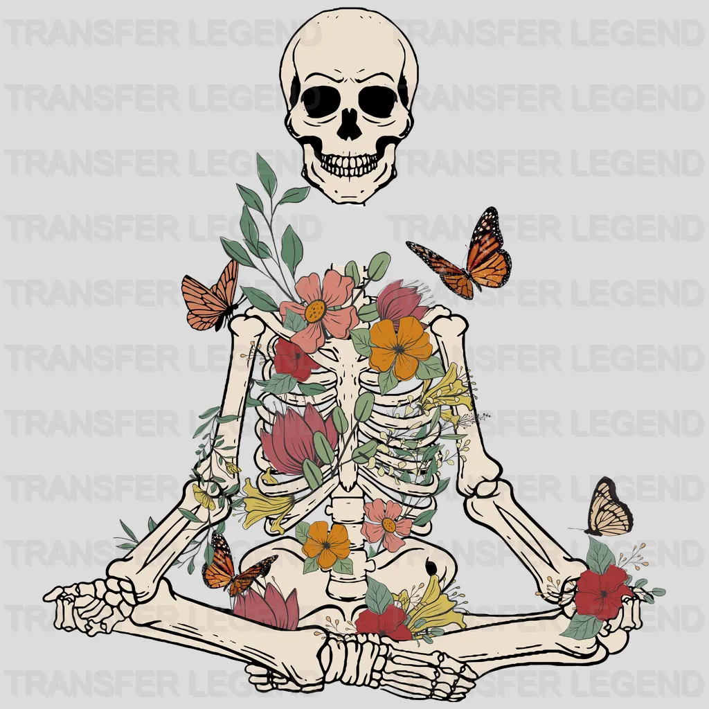 Vintage Anatomy With Skeleton And Skull - Skeleton Yoga - Motivational - Inspirational Design - DTF heat transfer - transferlegend