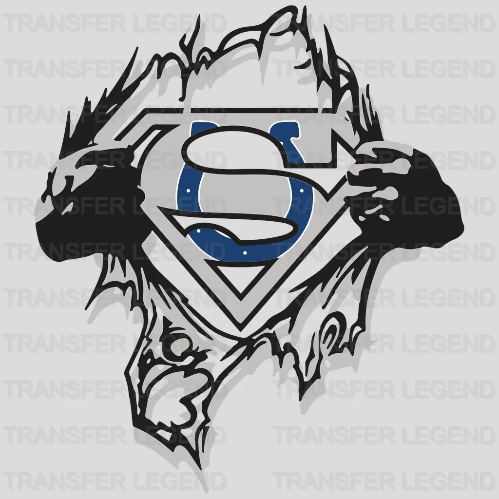 Indianapolis Colts Superman‑Chest Ripped Emblem NFL Design - DTF Heat Transfer