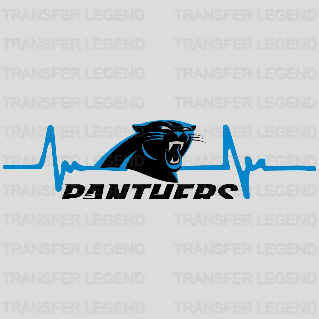 Carolina Panthers Heartbeat Line & Logo NFL Design - DTF Heat Transfer