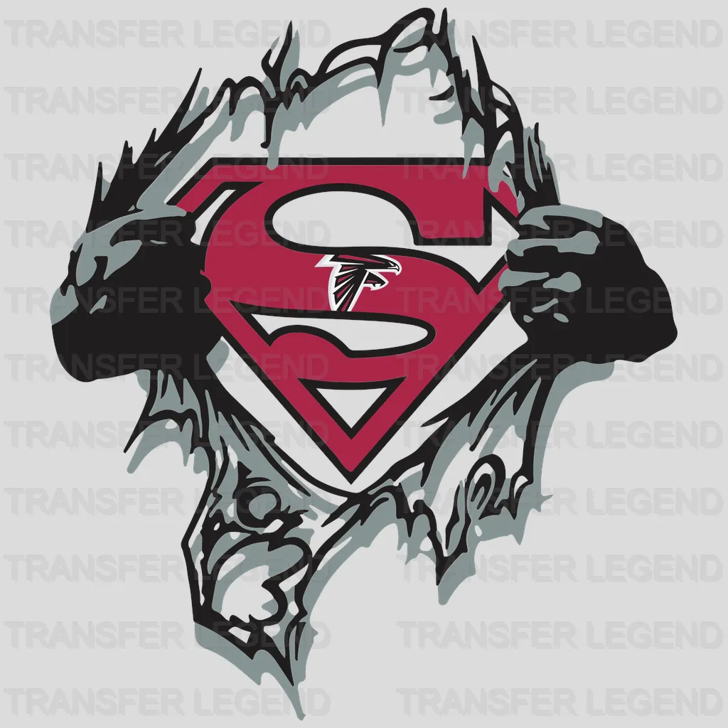 Atlanta Falcons Superman Chest Ripped Emblem NFL Design - DTF Heat Transfer
