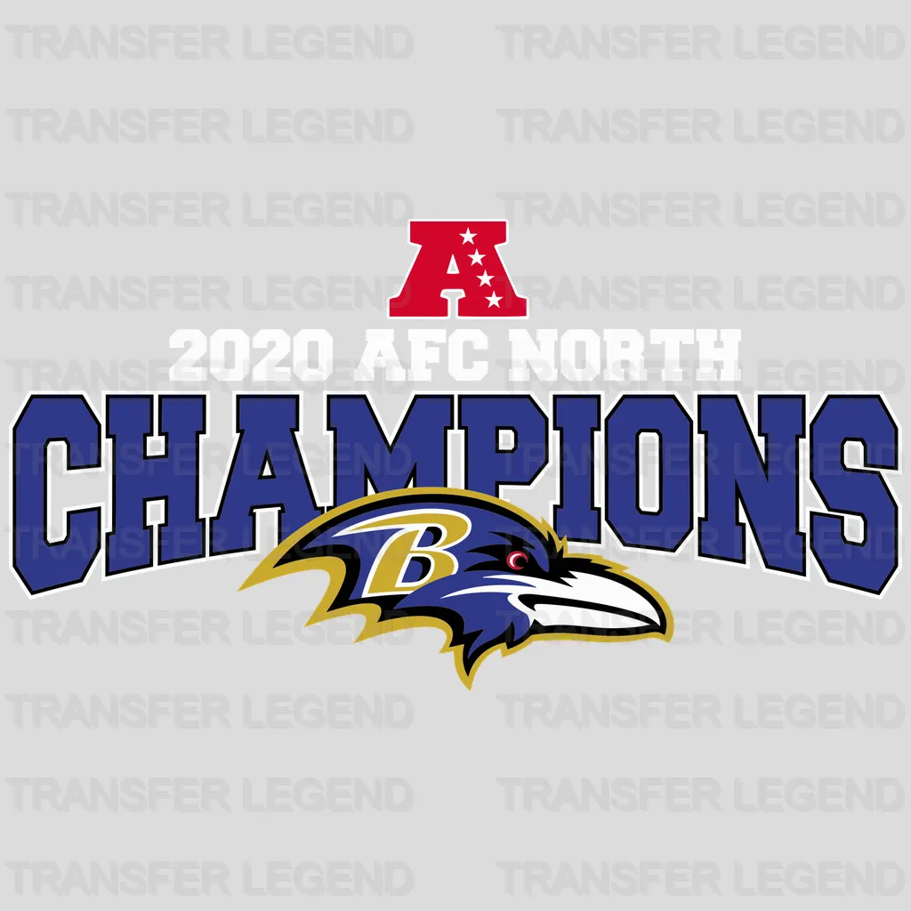 Baltimore Ravens AFC North Champions 2020 Badge NFL Design - DTF Heat Transfer
