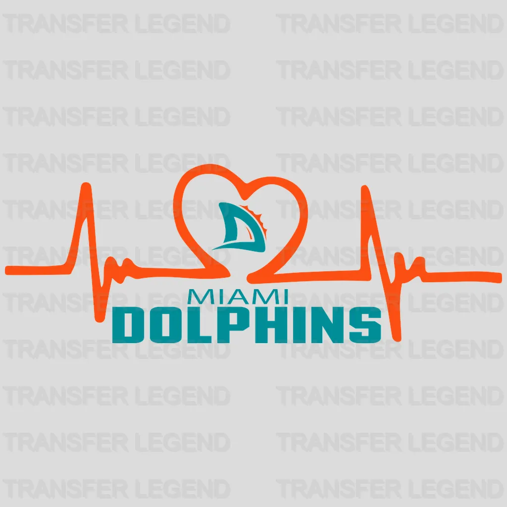 Miami Dolphins Heartbeat Stethoscope Logo NFL Design - DTF Heat Transfer