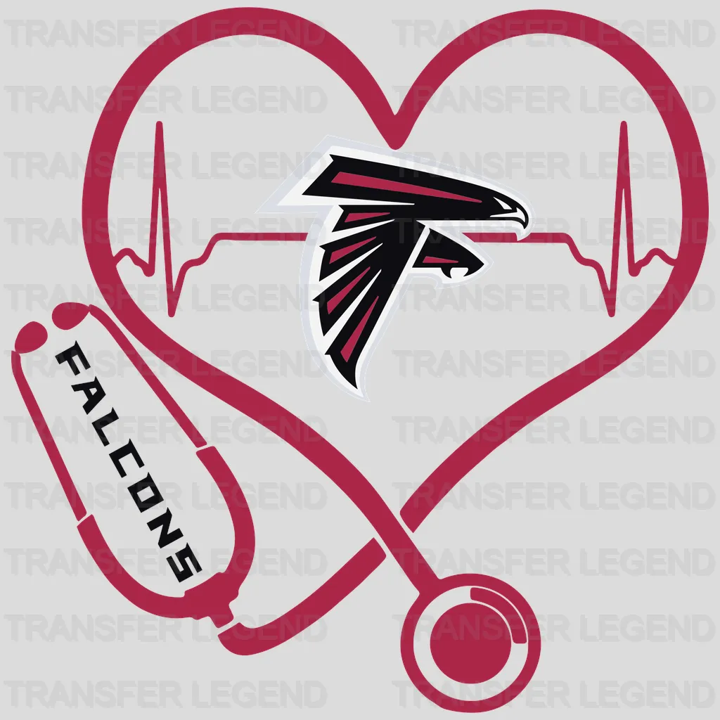 Atlanta Falcons Heart Swirl Logo NFL Design - DTF Heat Transfer