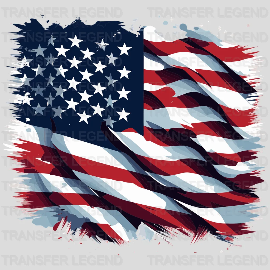 Red White Flag USA Design - DTF Heat Transfers - transferlegend